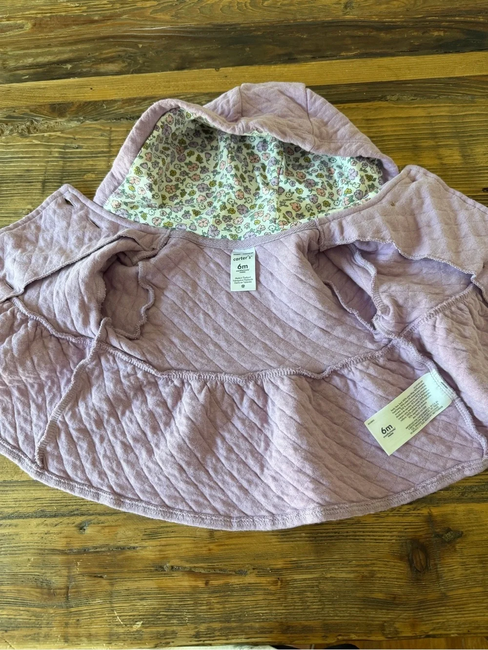 Carter’s 6 MONTHS Quilted Hooded Coat - Light Purple